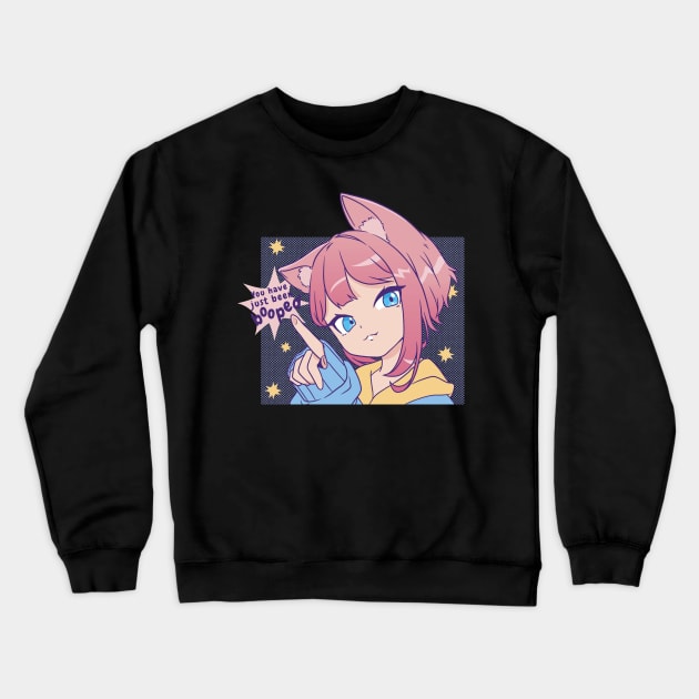 Neko Girl Booped Anime Lover Pink Hair Crewneck Sweatshirt by Kali Space